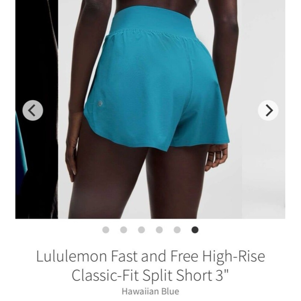 Lululemon Fast and Free High Rise Classic Fit Split Short 3" Hawaiian Blue XL